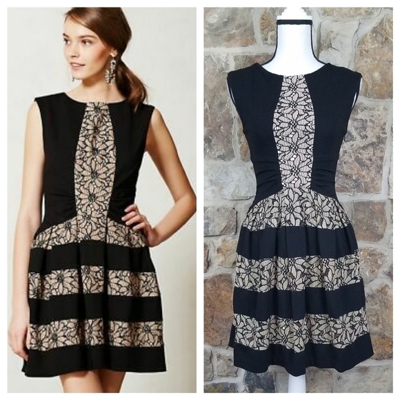 ANTHRO Eva Franco 0 Lace Strata Fit & Flare Dress - Picture 2 of 8